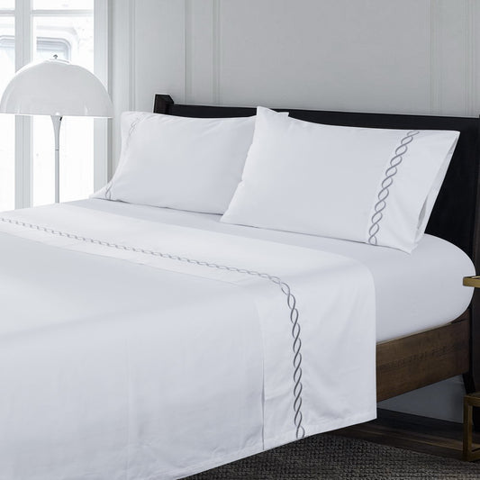 Luxury 500TC Hotel Collection Cotton Sateen Embroidered Sheet Set β Deep Pocket 16", Soft, Breathable & Elegant Bedding