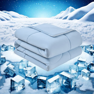 Dual-Sided Cooling Comforter for Hot Sleepers - Night Sweats Relief, 3-5℃ Instant Cool Tech, Machine Washable Lightweight Bedding