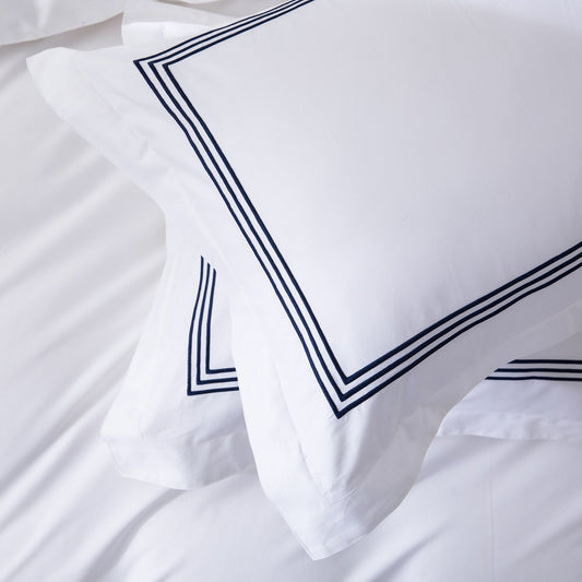 Hotel Collection 400 Thread Count Cotton Sateen Duvet Cover Set with Flange, Colored Satin Stitching