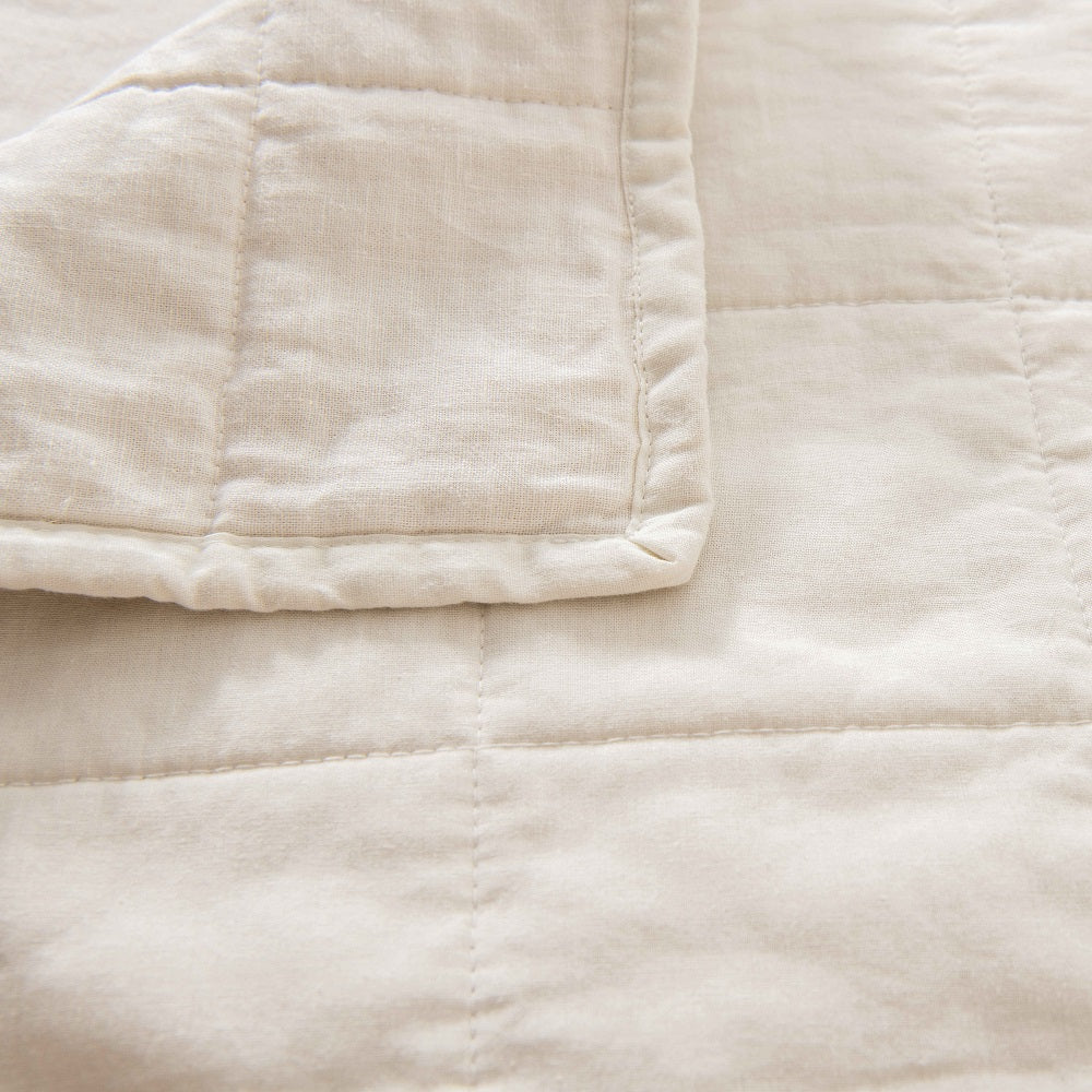 WHOLINENS Linen Blend Quilt & Pillow Shams, Stone Washed Lofty French Linen coverlet set