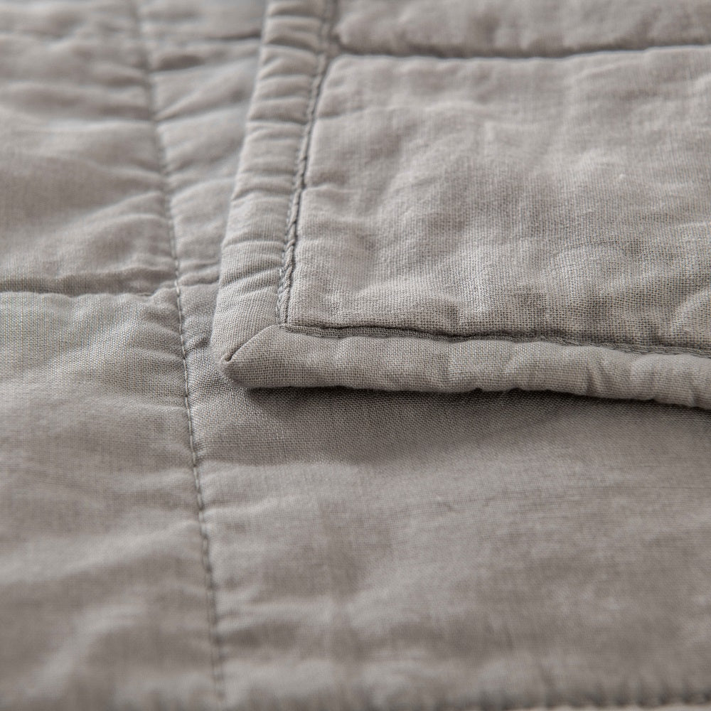 WHOLINENS Linen Blend Quilt & Pillow Shams, Stone Washed Lofty French Linen coverlet set