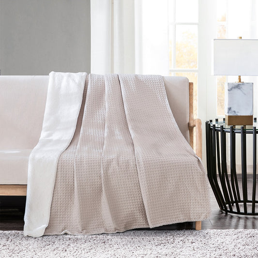 Reversible Faux Fur To Waffle Throw Blanket