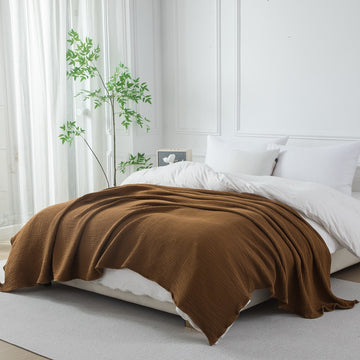 4-Layer Cotton Muslin Blanket Breathable Lightweight Summer Throw for Sofa Bed Travel Soft Blanket for Hot Sleepers