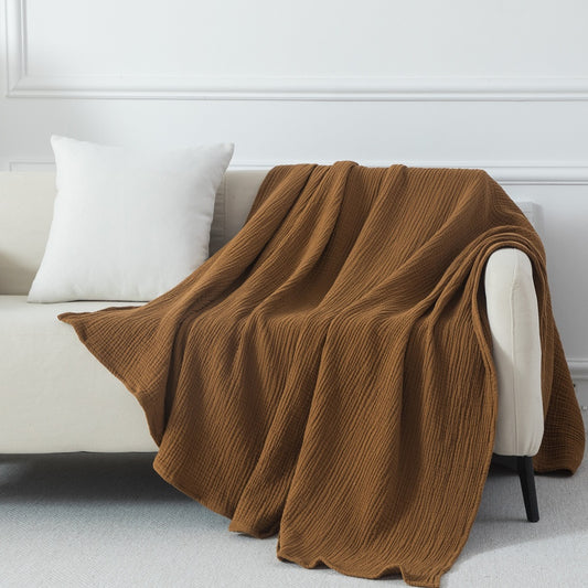 4-Layer Cotton Muslin Blanket Breathable Lightweight Summer Throw for Sofa Bed Travel Soft Blanket for Hot Sleepers