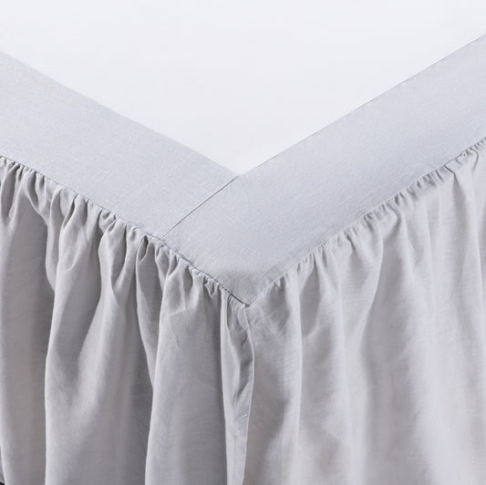 Linen Bed Skirt, Dust Ruffle, 16" Drop, Light Grey