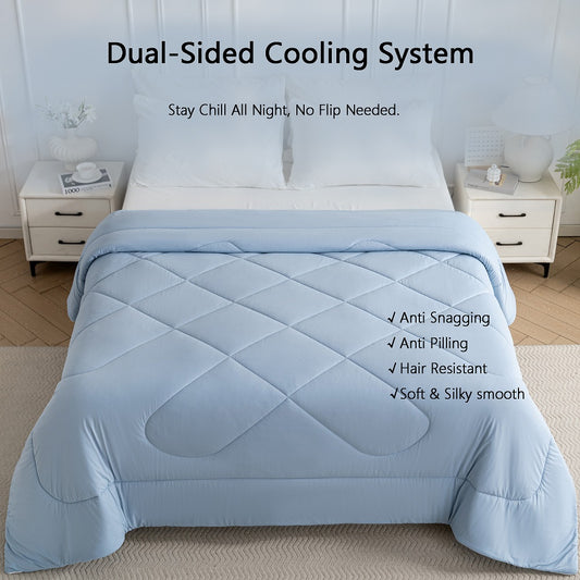 Dual-Sided Cooling Comforter for Hot Sleepers - Night Sweats Relief, 3-5℃ Instant Cool Tech, Machine Washable Lightweight Bedding