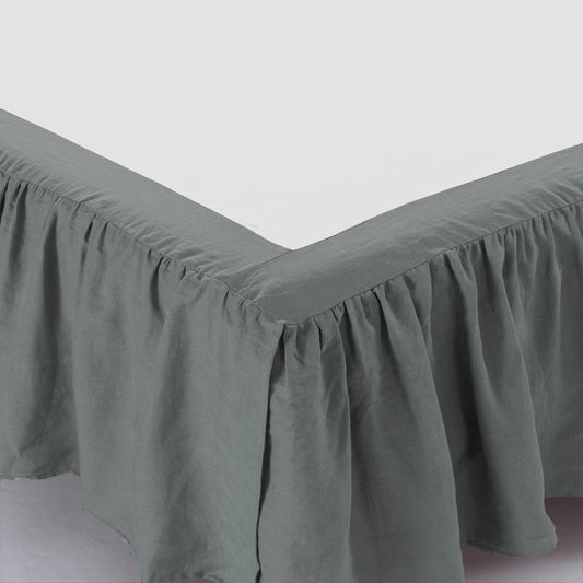 Linen Bed Skirt, Dust Ruffle, 16" Drop