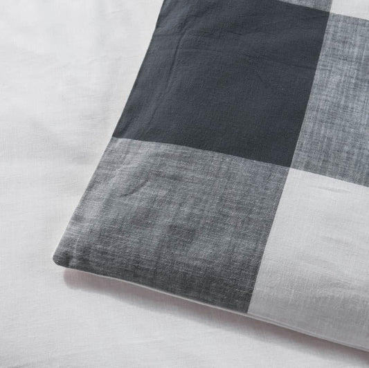 Slub Cotton Duvet Cover Set 3PCS - Textured Buffalo Check Bedding with Corner Ties, Eco-Friendly Luxury for Modern Bedrooms