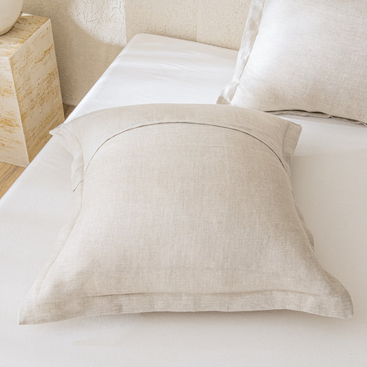 Stone Washed Linen European Shams 2pcs, Natural Herringbone