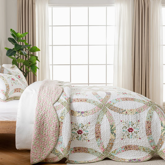 Hand-Cut Real Patchwork Quilt, 100% All Cotton Reversible