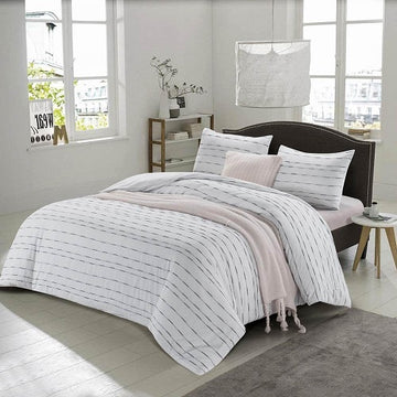 Wholelinens Cotton Duvet Cover Set-Washed Woven Pintuck Texture - Wholelinens