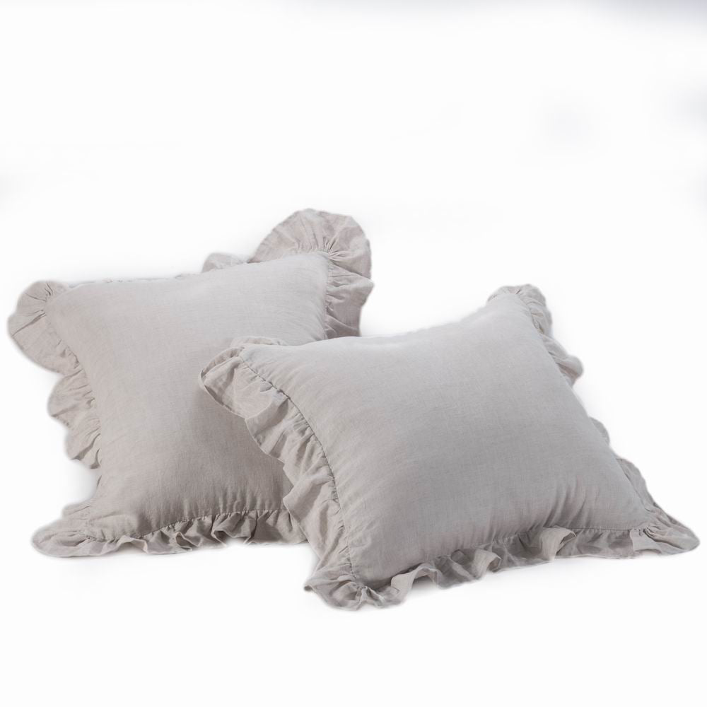 Wholelinens Washed  Linen Euro Pillow Shams-Ruffle Style - Wholelinens