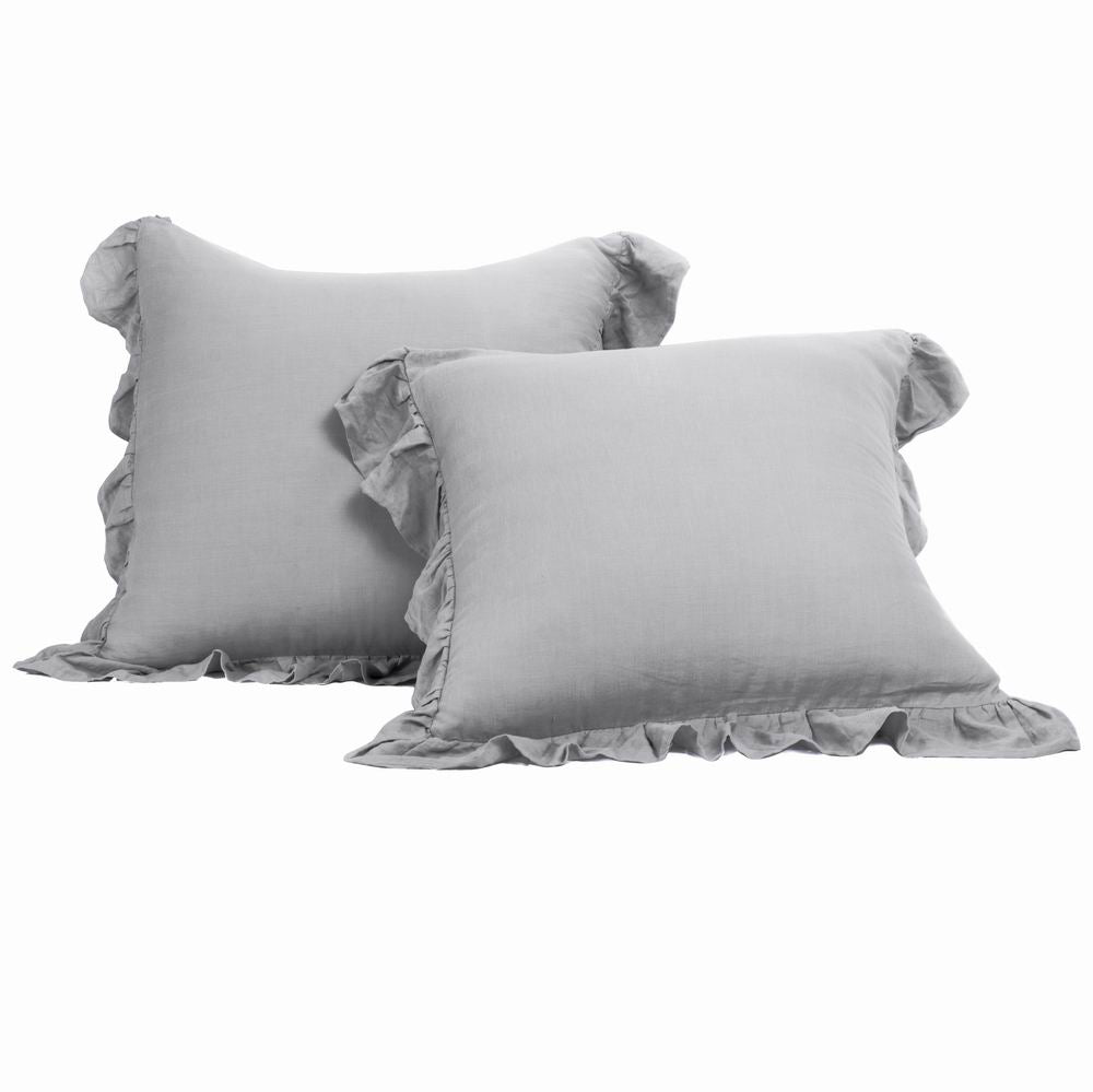 Wholelinens Washed  Linen Euro Pillow Shams-Ruffle Style - Wholelinens