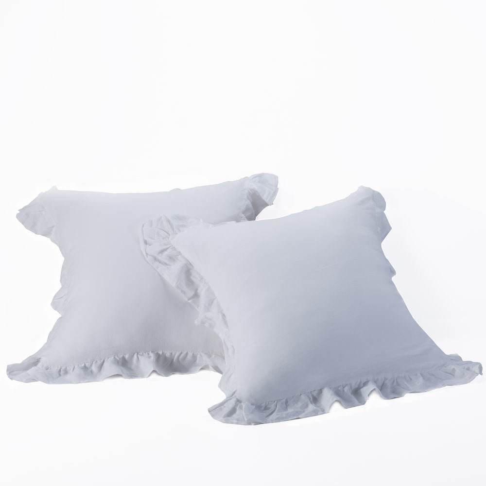 Wholelinens Linen Standard Pillow Shams-Stone Washed, Ruffle Style - Wholelinens