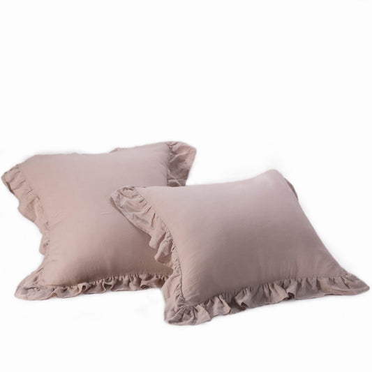 Wholelinens Linen Standard Pillow Shams-Stone Washed, Ruffle Style - Wholelinens
