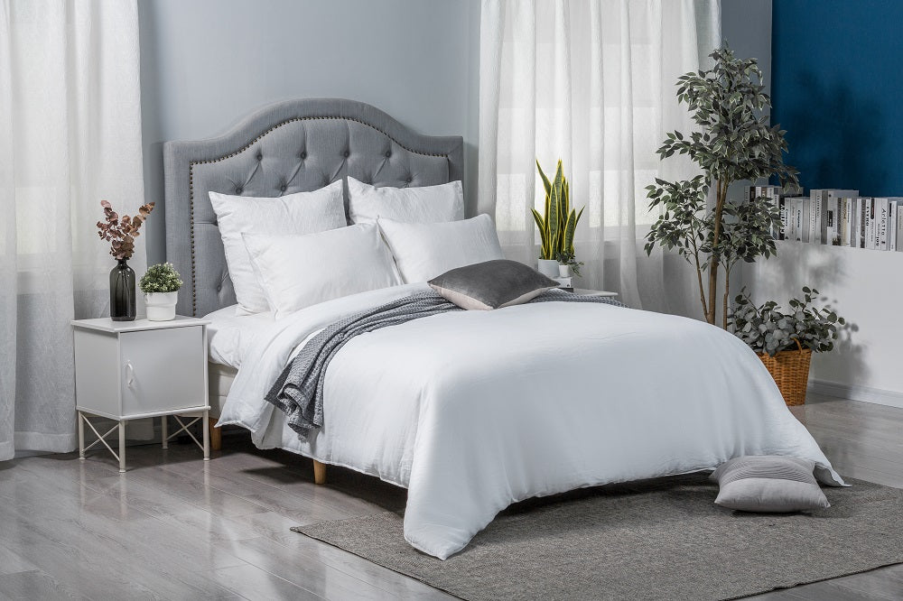 Linen Blend Duvet Cover Set, Double Stitched