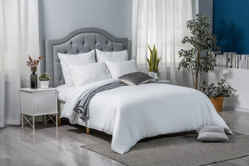 Linen Blend Duvet Cover Set, Double Stitched