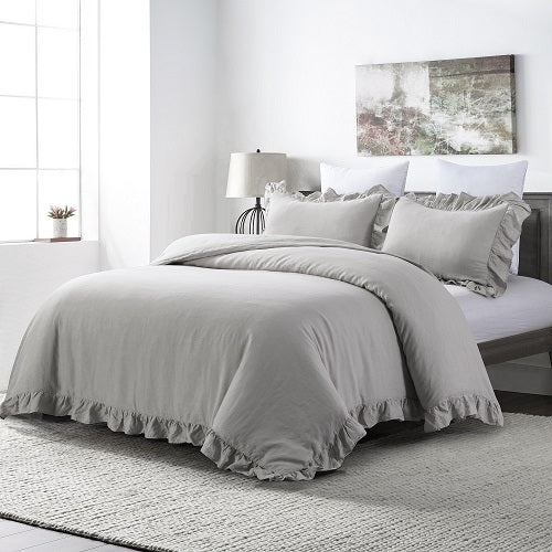 Wholelinens Linen Duvet Cover Set-Stone Washed, Ruffled Edge - Wholelinens