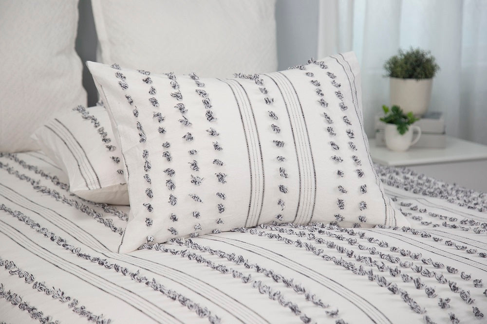 WHOLINENS Cotton Clipped Jacquard Duvet Cover Set 3PCS for All Season