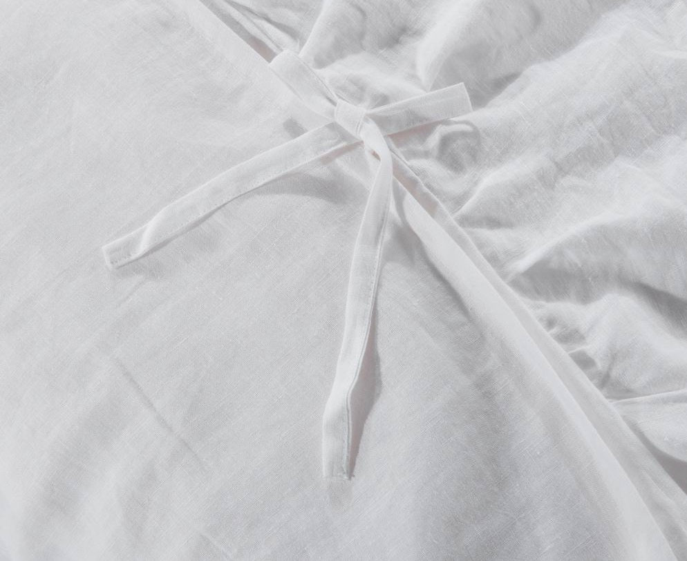 Wholelinens Linen Duvet Cover Set-Stone Washed Ruffle with Ties Closure - Wholelinens