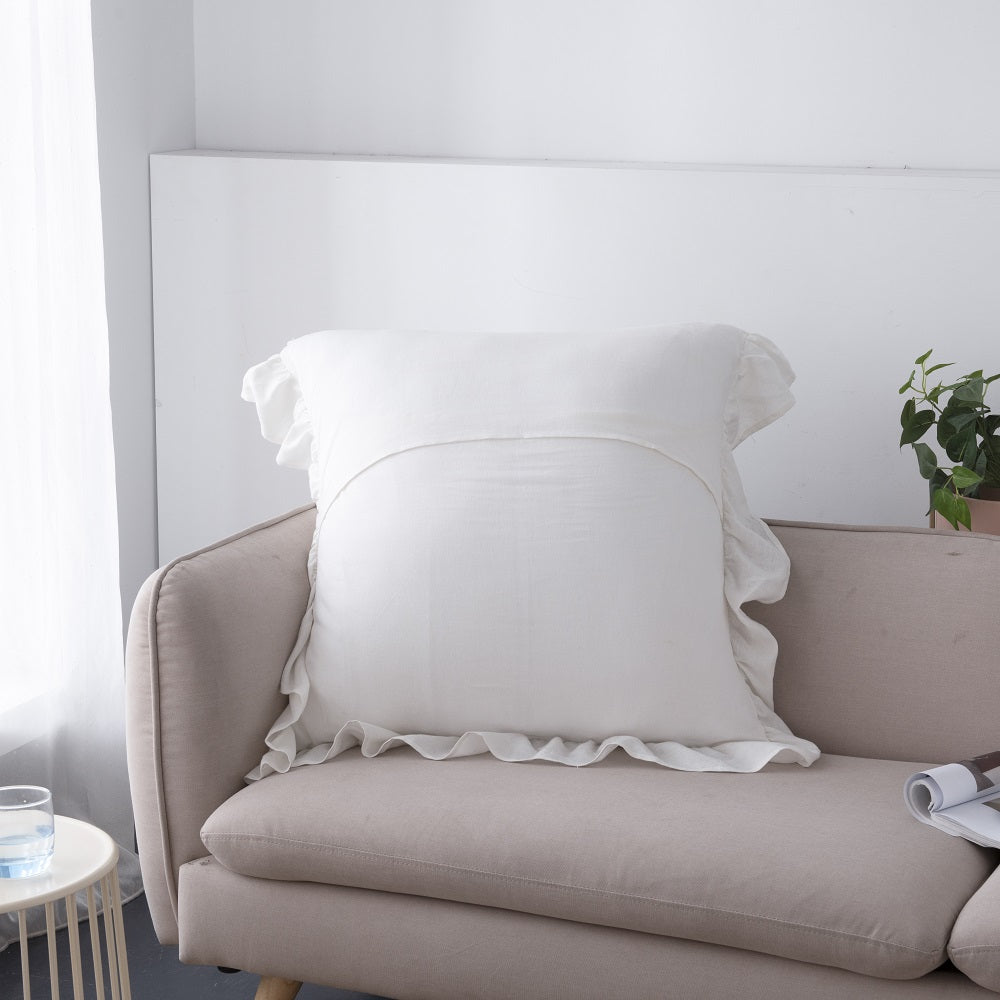 Wholelinens Washed  Linen Euro Pillow Shams-Ruffle Style - Wholelinens