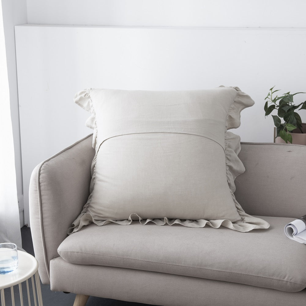 Wholelinens Washed  Linen Euro Pillow Shams-Ruffle Style - Wholelinens