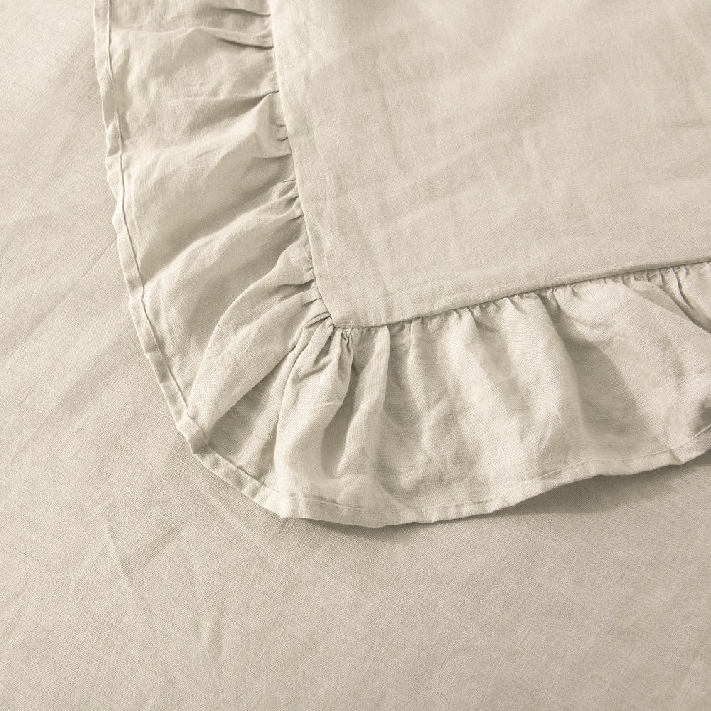 Wholelinens Linen Blend Duvet Cover Set-Stone Washed Ruffled - Wholelinens