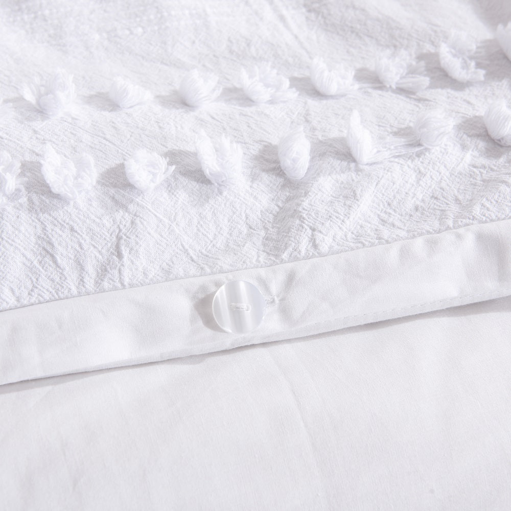 Wholelinens Dobby Clipped Dot Duvet Cover Set, White - Wholelinens