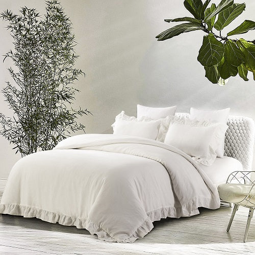 Wholelinens Linen Duvet Cover Set-Stone Washed, Ruffled Edge - Wholelinens