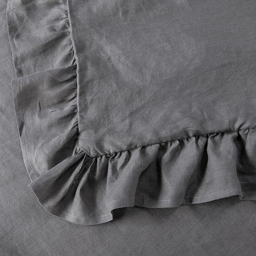 Wholelinens Linen Duvet Cover Set-Stone Washed, Ruffled Edge - Wholelinens