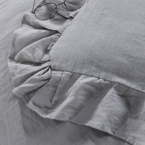 Wholelinens Linen Duvet Cover Set-Stone Washed, Ruffled Edge - Wholelinens