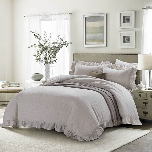 Wholelinens Linen Duvet Cover Set-Stone Washed, Ruffled Edge - Wholelinens