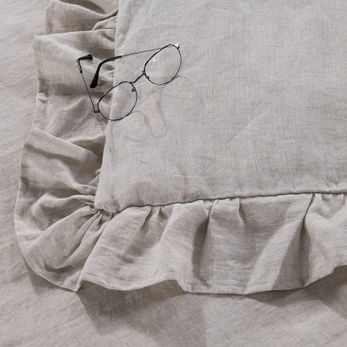 Wholelinens Linen Duvet Cover Set-Stone Washed, Ruffled Edge - Wholelinens