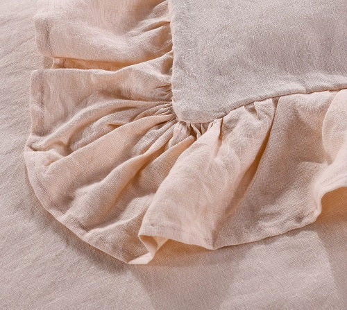 Wholelinens Linen Duvet Cover Set-Stone Washed, Ruffled Edge - Wholelinens