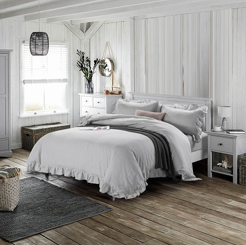 Wholelinens Linen Duvet Cover Set-Stone Washed, Ruffled Edge - Wholelinens