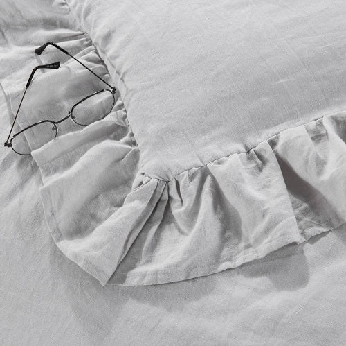 Wholelinens Linen Duvet Cover Set-Stone Washed, Ruffled Edge - Wholelinens