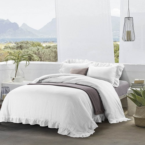 Wholelinens Linen Duvet Cover Set-Stone Washed, Ruffled Edge - Wholelinens