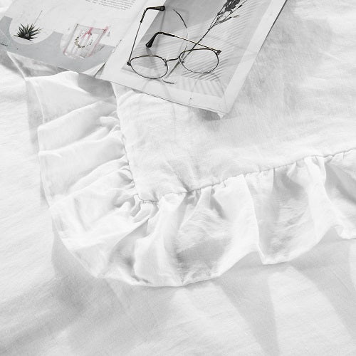 Wholelinens Linen Duvet Cover Set-Stone Washed, Ruffled Edge - Wholelinens