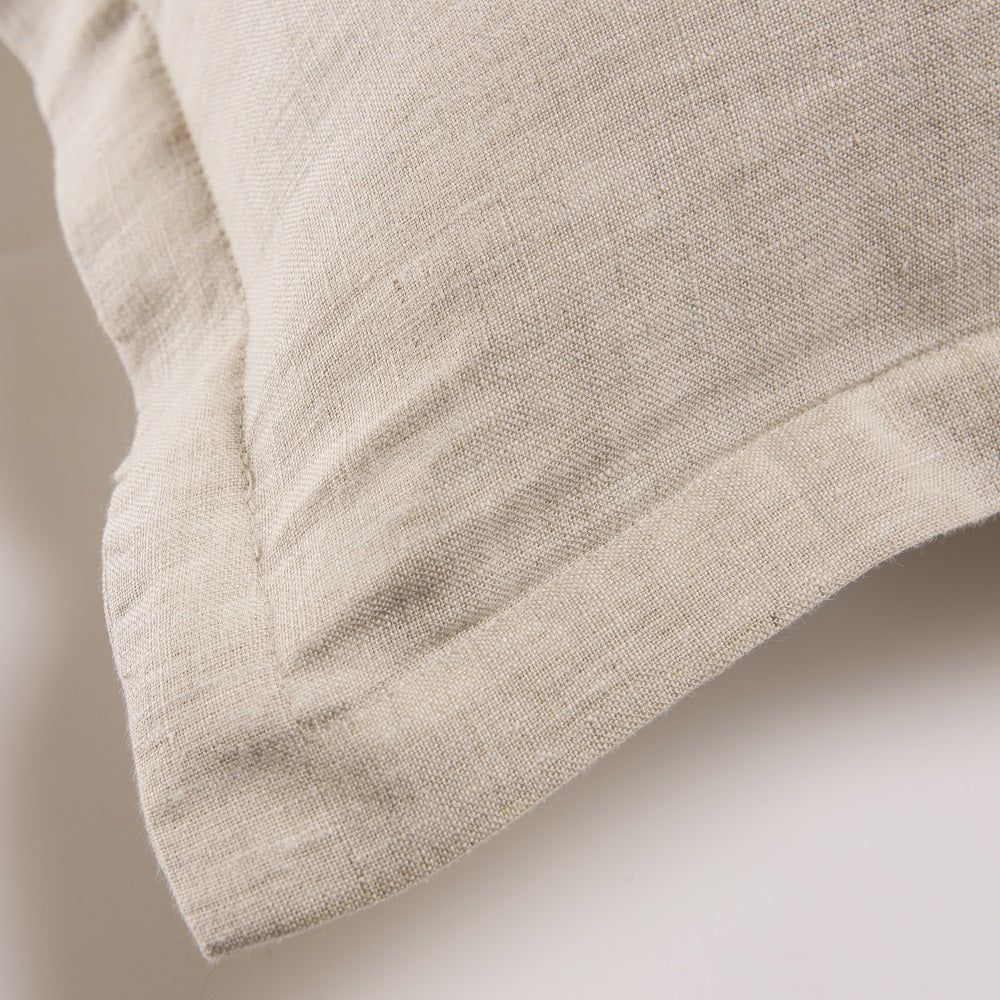 Wholelinens Stone Washed Linen Pillow cover,1" Flange, Natural - Wholelinens