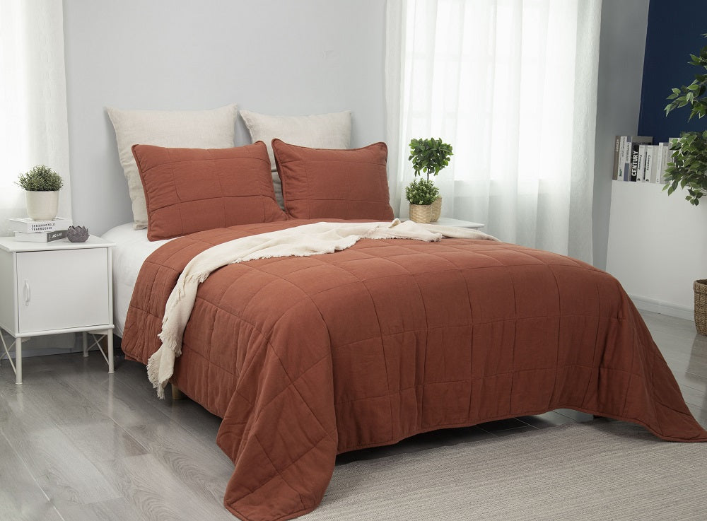 Linen Blend Quilt & Pillow Shams, Lofty Linen coverlet set