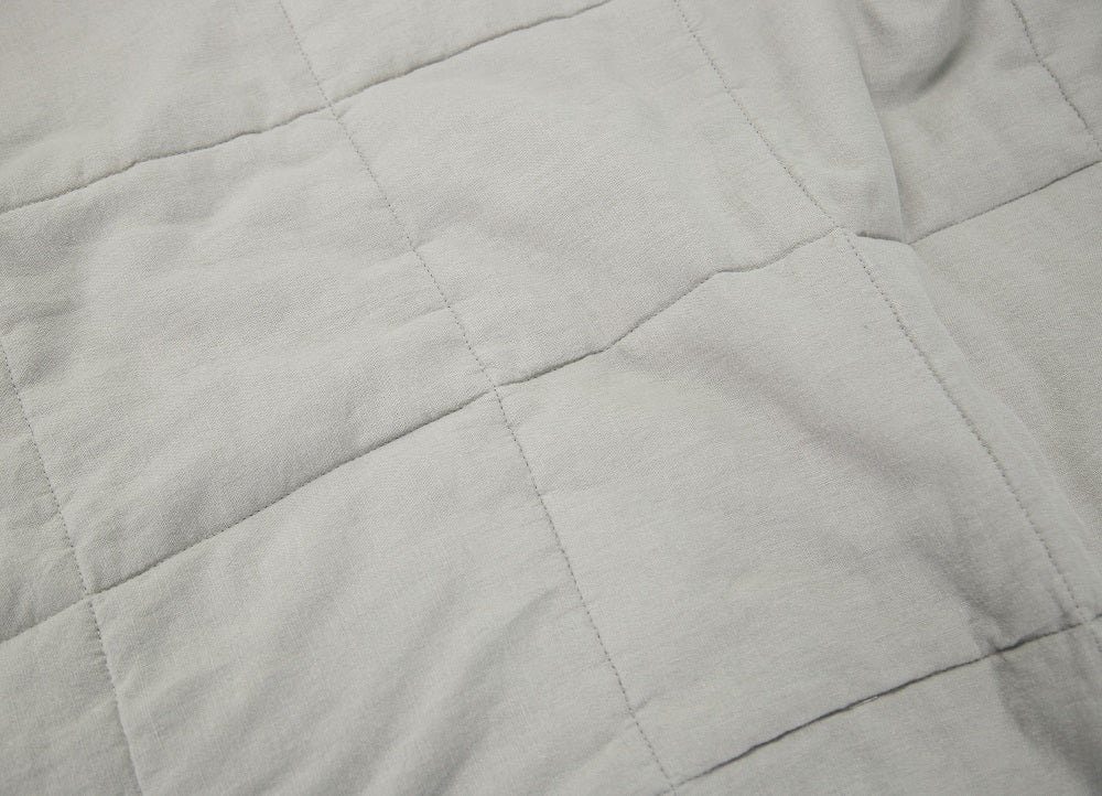 WHOLINENS Linen Blend Quilt & Pillow Shams, Stone Washed Lofty French Linen Quilt Queen/King-Grey
