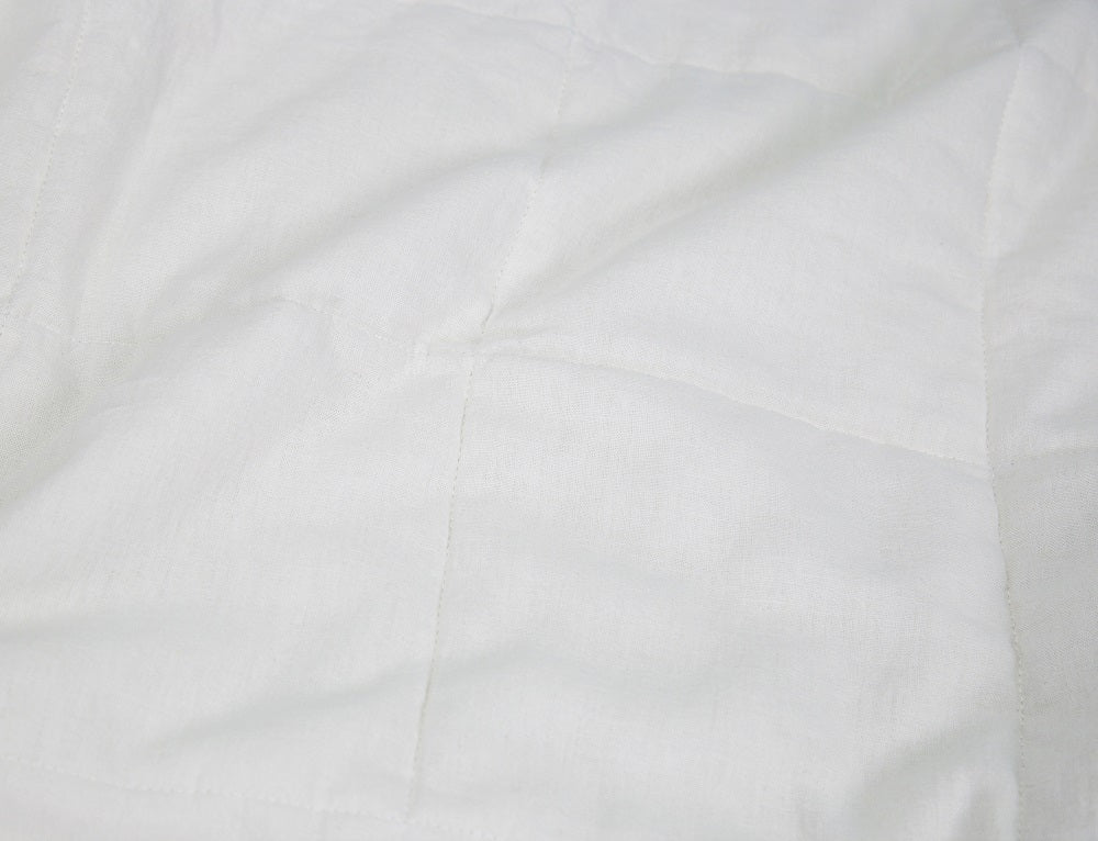 WHOLINENS Linen Blend Quilt & Pillow Shams, Stone Washed Lofty French Linen Quilt Queen/King-White