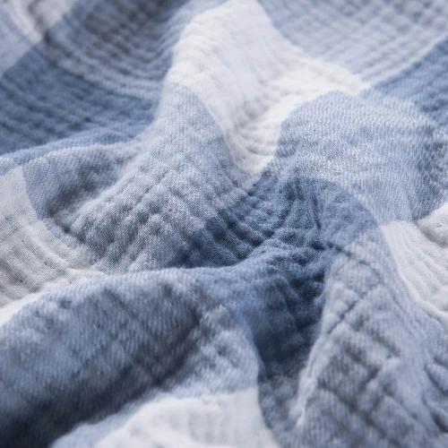 WHOLINENS Cotton Muslin Throw Blanket, Blue