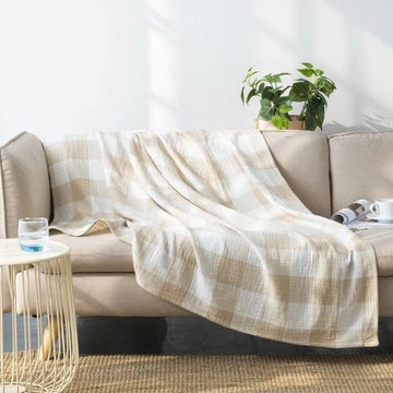 Cotton Muslin Throw Blanket, Khaki