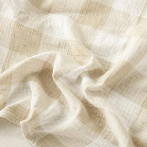 WHOLINENS Cotton Muslin Throw Blanket, Khaki