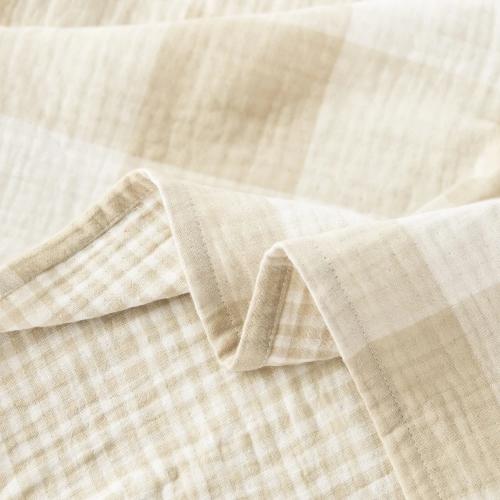 WHOLINENS Cotton Muslin Throw Blanket, Khaki