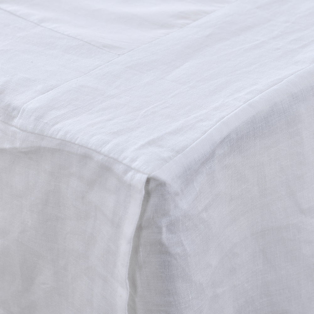 WHOLINENS Linen Bed Skirt-Washed Box Pleat- White