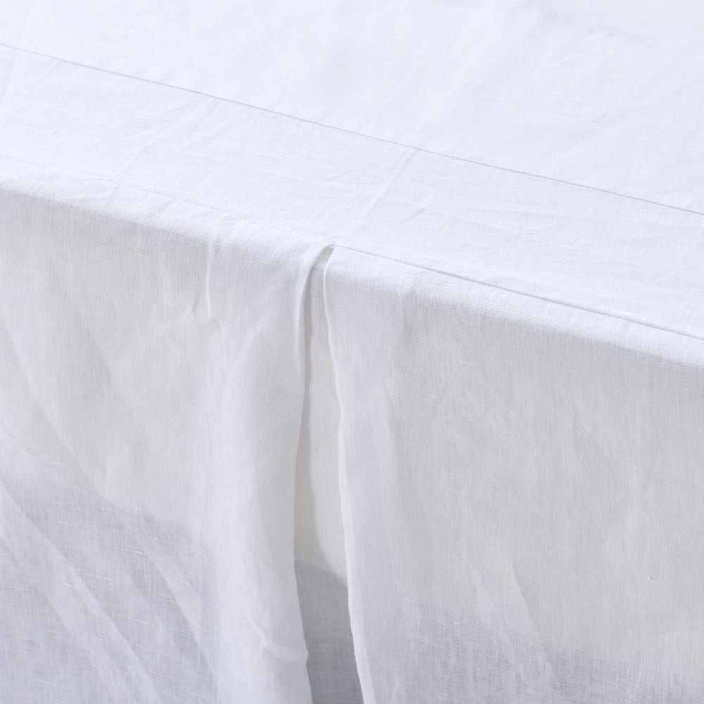 WHOLINENS Linen Bed Skirt-Washed Box Pleat- White