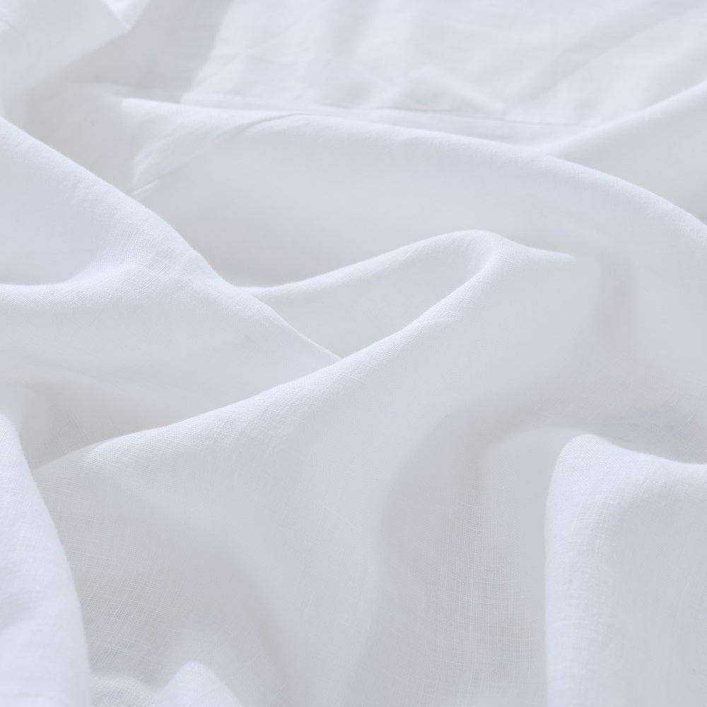 WHOLINENS Linen Bed Skirt-Washed Box Pleat- White